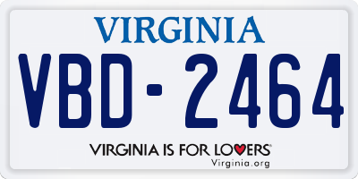 VA license plate VBD2464
