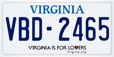 VA license plate VBD2465