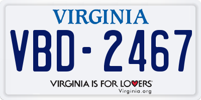 VA license plate VBD2467