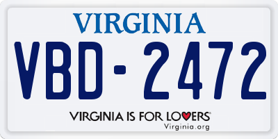 VA license plate VBD2472