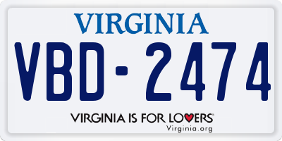 VA license plate VBD2474