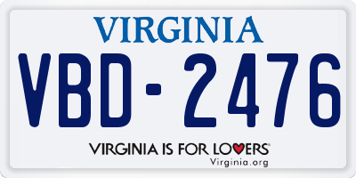 VA license plate VBD2476