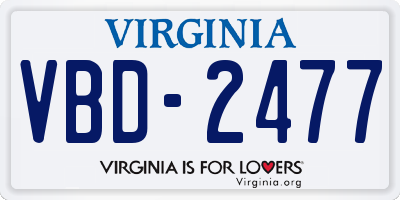 VA license plate VBD2477