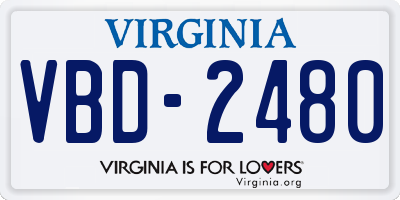 VA license plate VBD2480