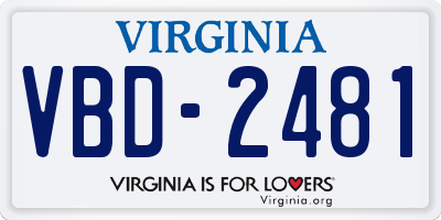 VA license plate VBD2481