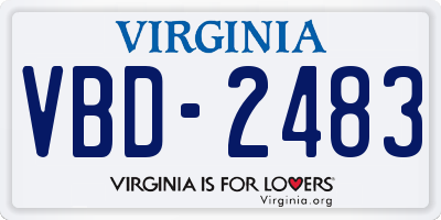 VA license plate VBD2483