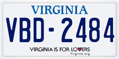 VA license plate VBD2484