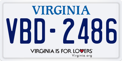 VA license plate VBD2486