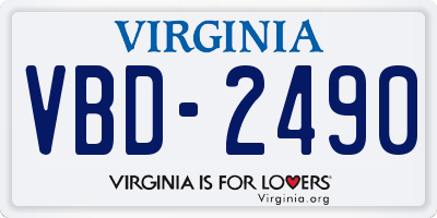 VA license plate VBD2490