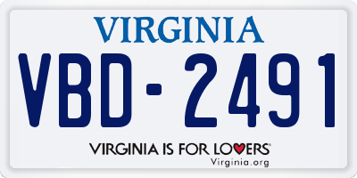 VA license plate VBD2491