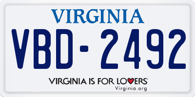 VA license plate VBD2492