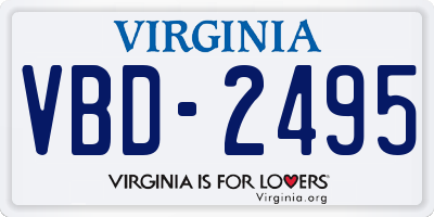 VA license plate VBD2495