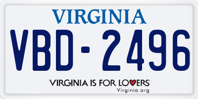 VA license plate VBD2496