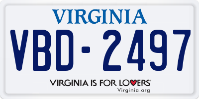 VA license plate VBD2497