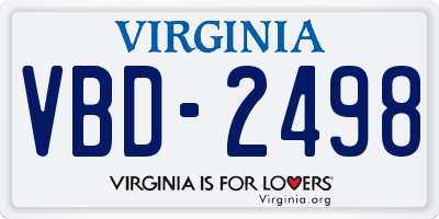 VA license plate VBD2498