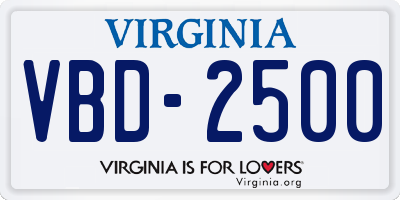 VA license plate VBD2500
