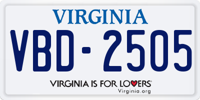 VA license plate VBD2505