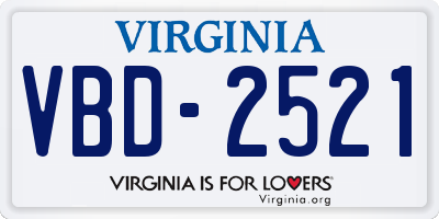 VA license plate VBD2521