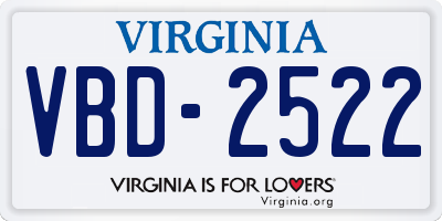 VA license plate VBD2522