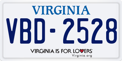 VA license plate VBD2528