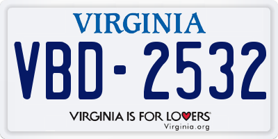 VA license plate VBD2532