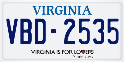 VA license plate VBD2535