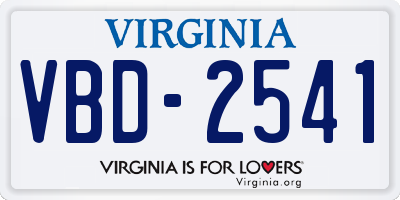 VA license plate VBD2541