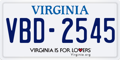 VA license plate VBD2545