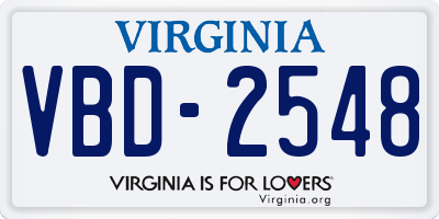 VA license plate VBD2548