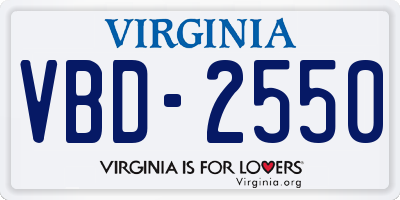 VA license plate VBD2550
