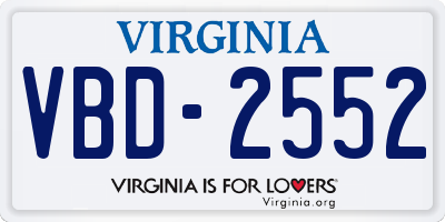 VA license plate VBD2552