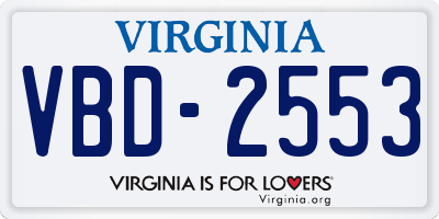 VA license plate VBD2553