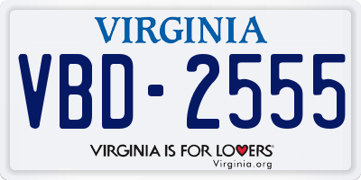 VA license plate VBD2555