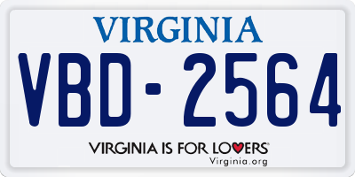 VA license plate VBD2564