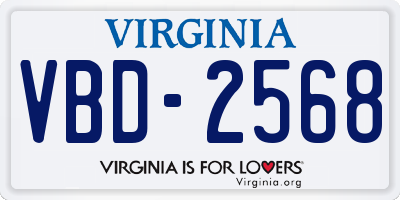 VA license plate VBD2568