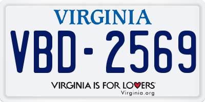 VA license plate VBD2569