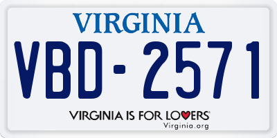 VA license plate VBD2571