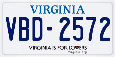 VA license plate VBD2572