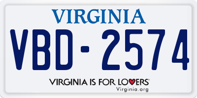 VA license plate VBD2574