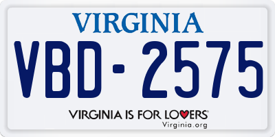 VA license plate VBD2575