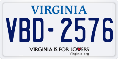 VA license plate VBD2576