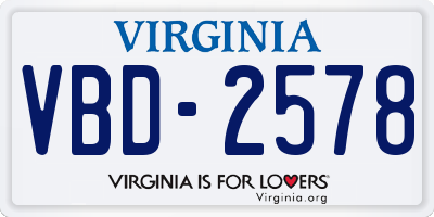 VA license plate VBD2578