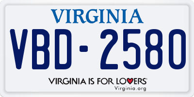VA license plate VBD2580