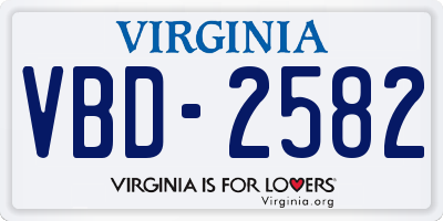 VA license plate VBD2582