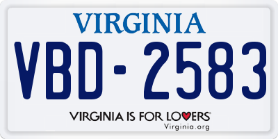 VA license plate VBD2583
