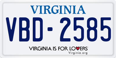 VA license plate VBD2585