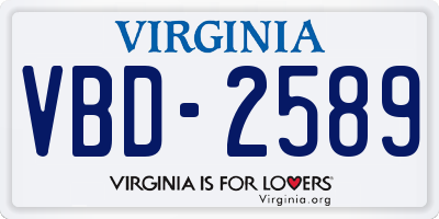 VA license plate VBD2589