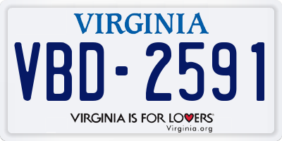 VA license plate VBD2591