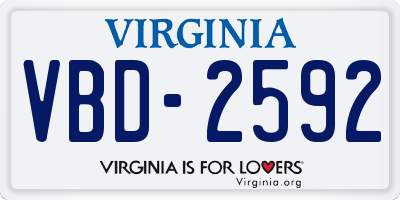 VA license plate VBD2592