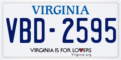 VA license plate VBD2595
